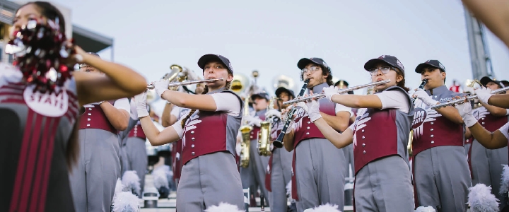 The NMSU band during a performance.