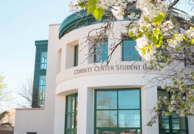 The front of the Student Union building on NMSU campus.