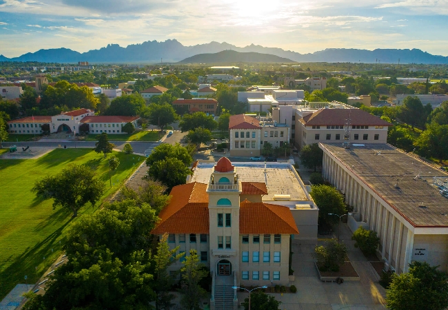 An aerial shot of NMSU's campus